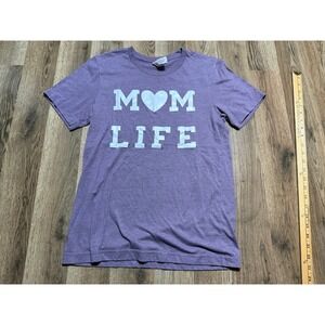 Bella+Canvas Shirt Womens Size S Purple Graphic Mom Life Short Sleeve Crew Neck